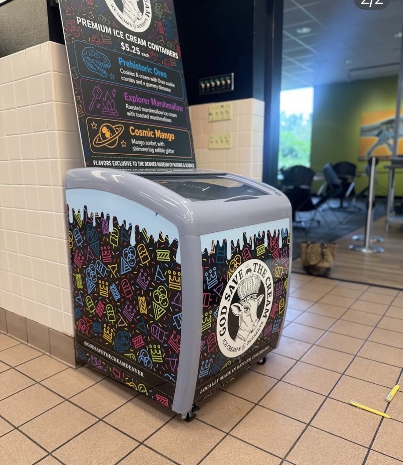 Ice cream freezer unit wrapped with full-color printed graphics